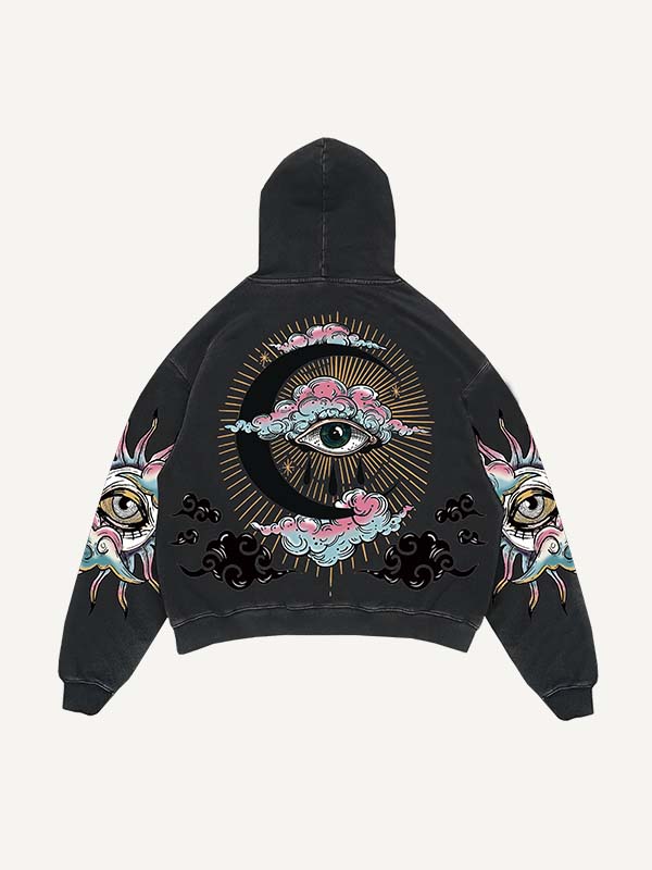 Modern men’s hoodie with mystical all-seeing eye and cloud graphic, clothbros style