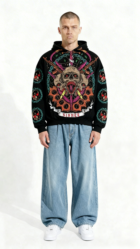 Casual Printed Polyester Sweater – Graphic Pullover Knit