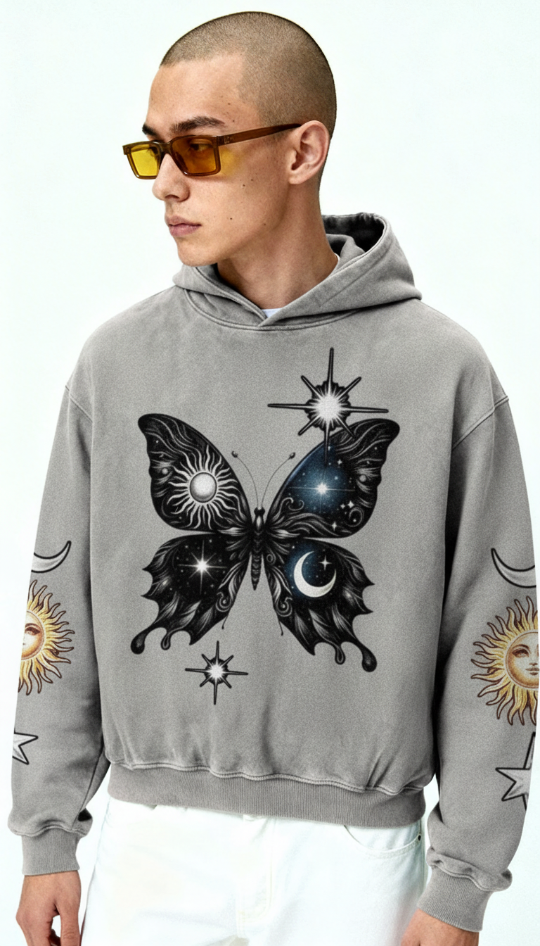Retro Loose Fit Hoodie – Casual Pullover Sweatshirt